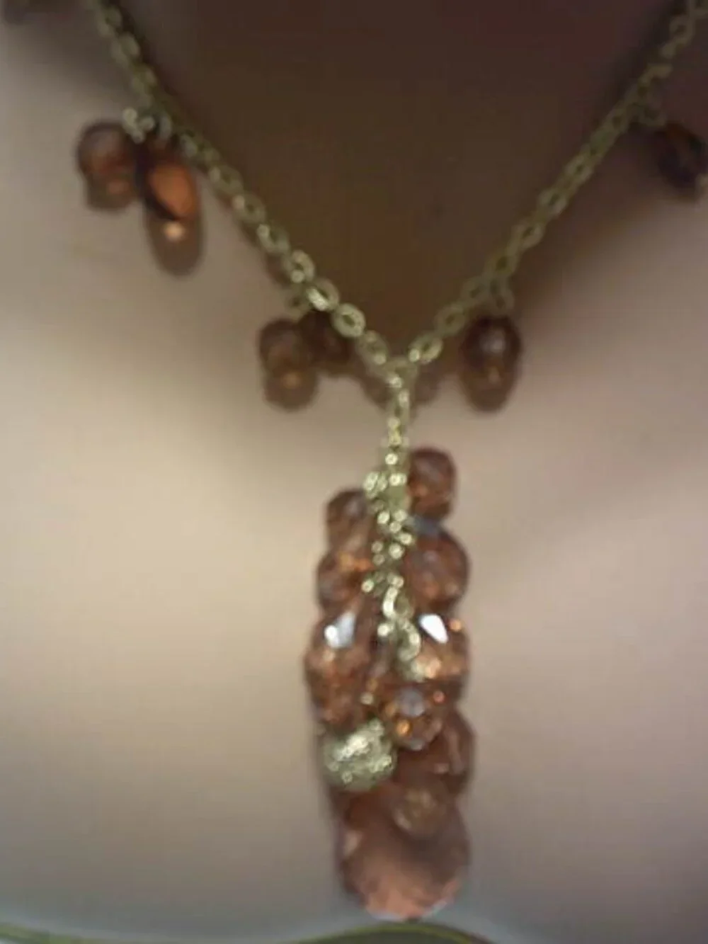 NEW FASHION NOVA AMBER COLORED GEMSTONE BEADED NECKLACE ON GOLD ADJUSTABLE CHAIN